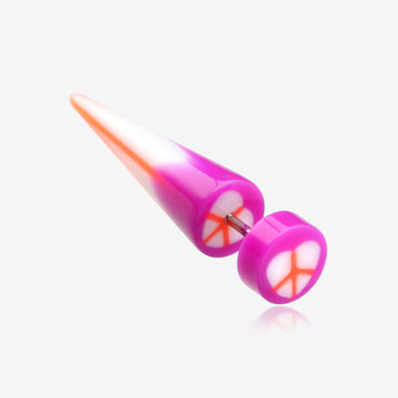 A Pair of Peace Heart UV Acrylic Faux Taper Earring-Purple